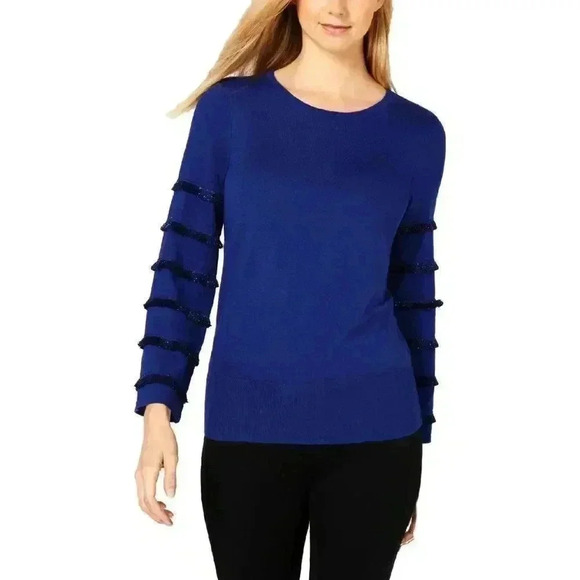 Alfani WOMENS METALLIC FRINGE PULLOVER SWEATER NWT - Picture 1 of 3
